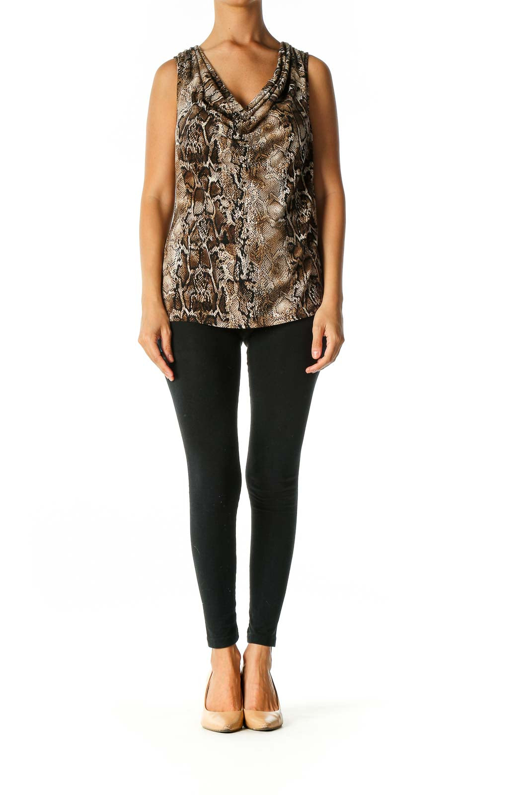 Brown Animal Print Bohemian Blouse