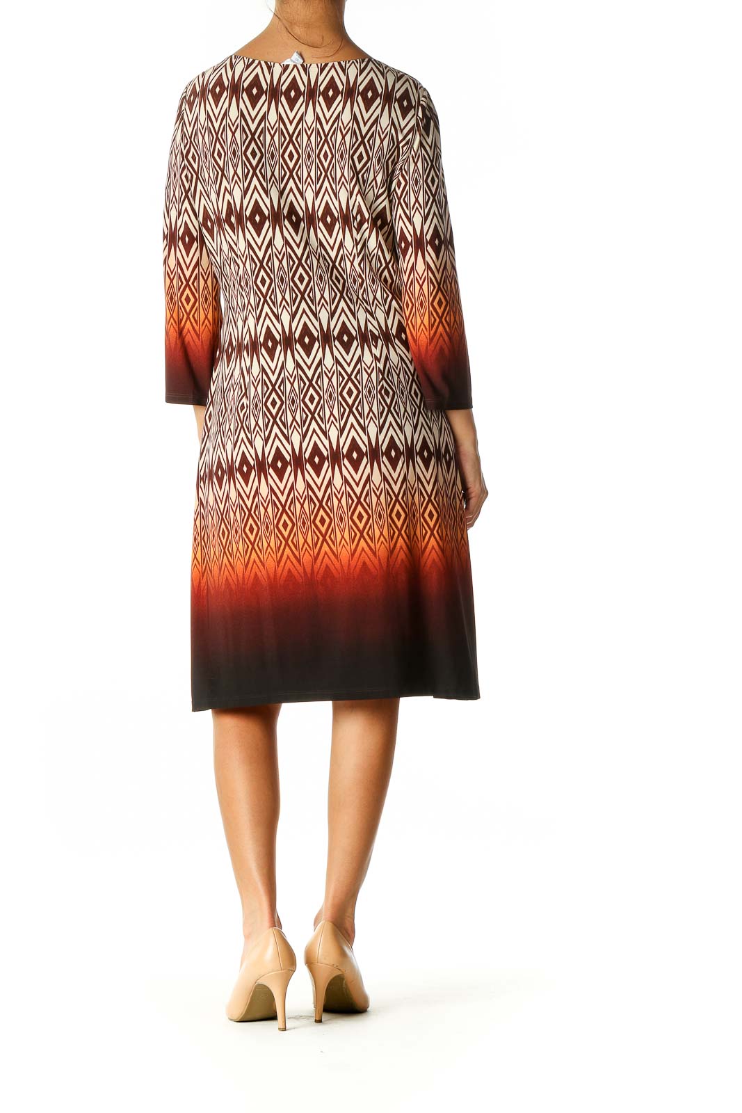 Brown Graphic Print Bohemian Shift Dress