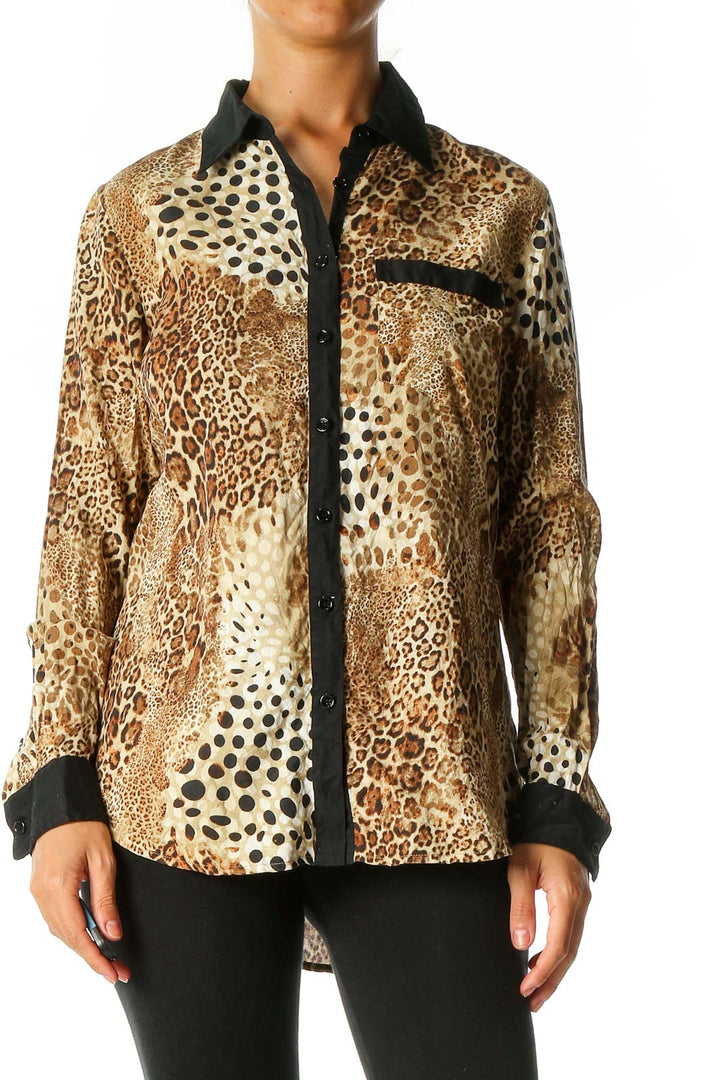 Black Animal Print Casual Shirt