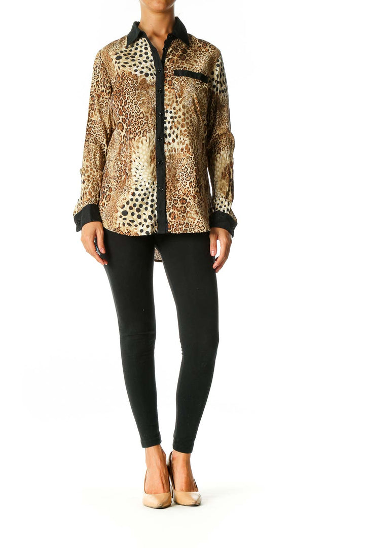 Black Animal Print Casual Shirt