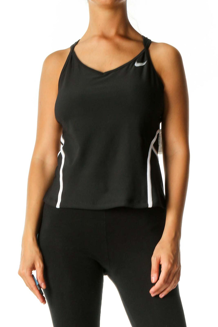 Black Solid Activewear Tank Top