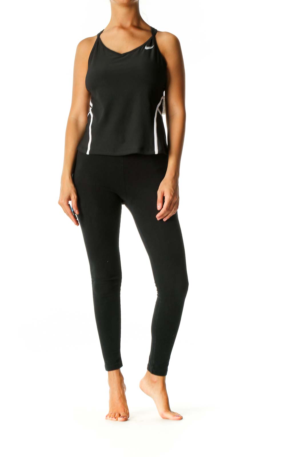 Black Solid Activewear Tank Top