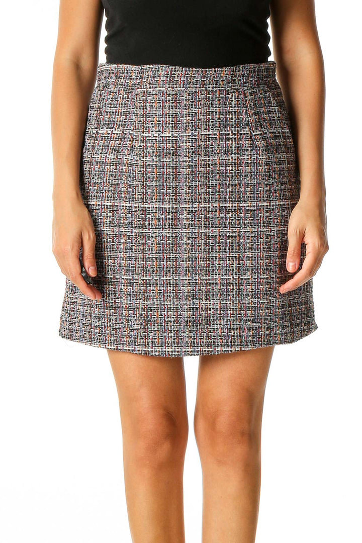 Beige Textured Chic A-Line Skirt