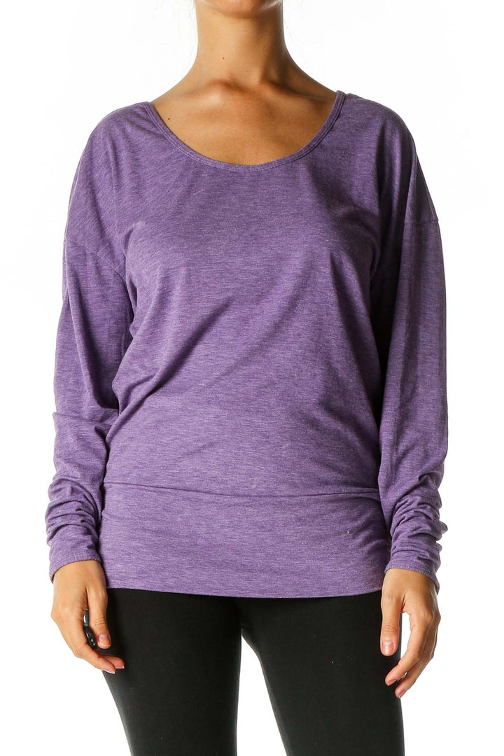 Purple Solid Activewear Top