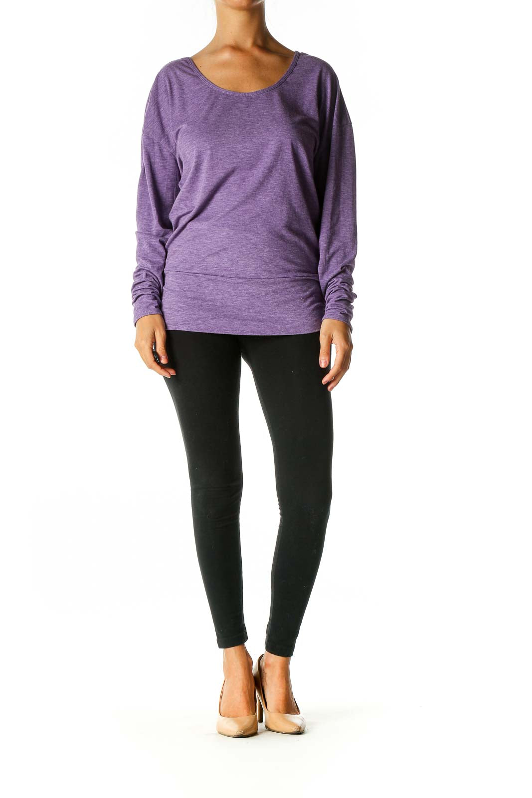 Purple Solid Activewear Top