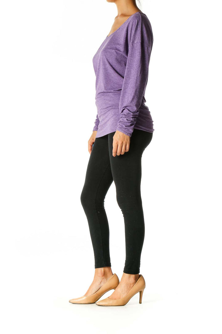 Purple Solid Activewear Top