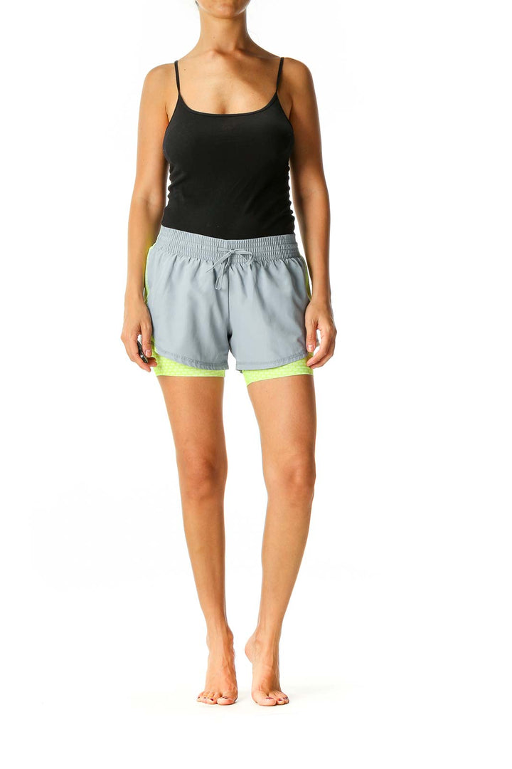 Beige Colorblock Activewear Shorts