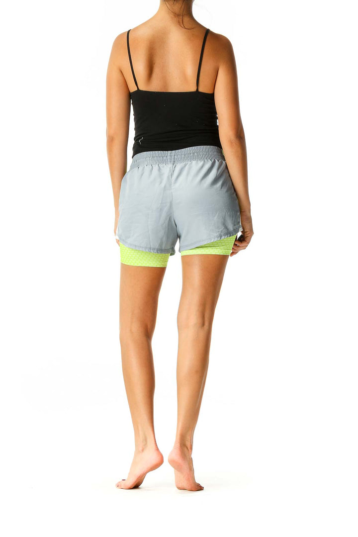 Beige Colorblock Activewear Shorts