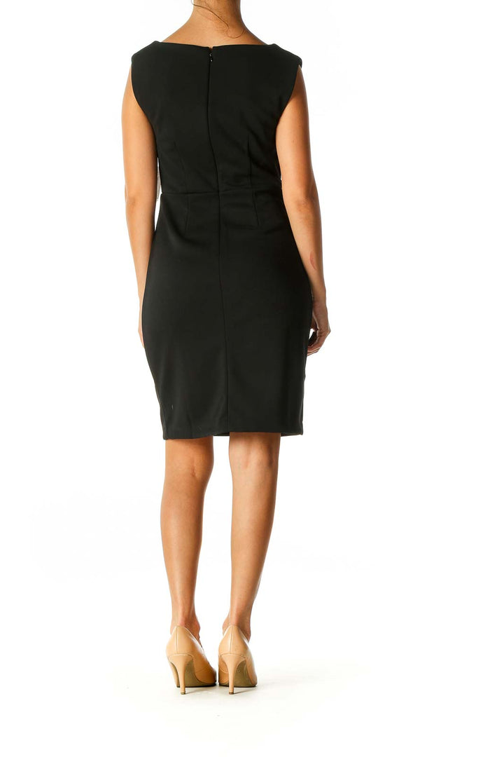 Black Solid Casual Sheath Dress