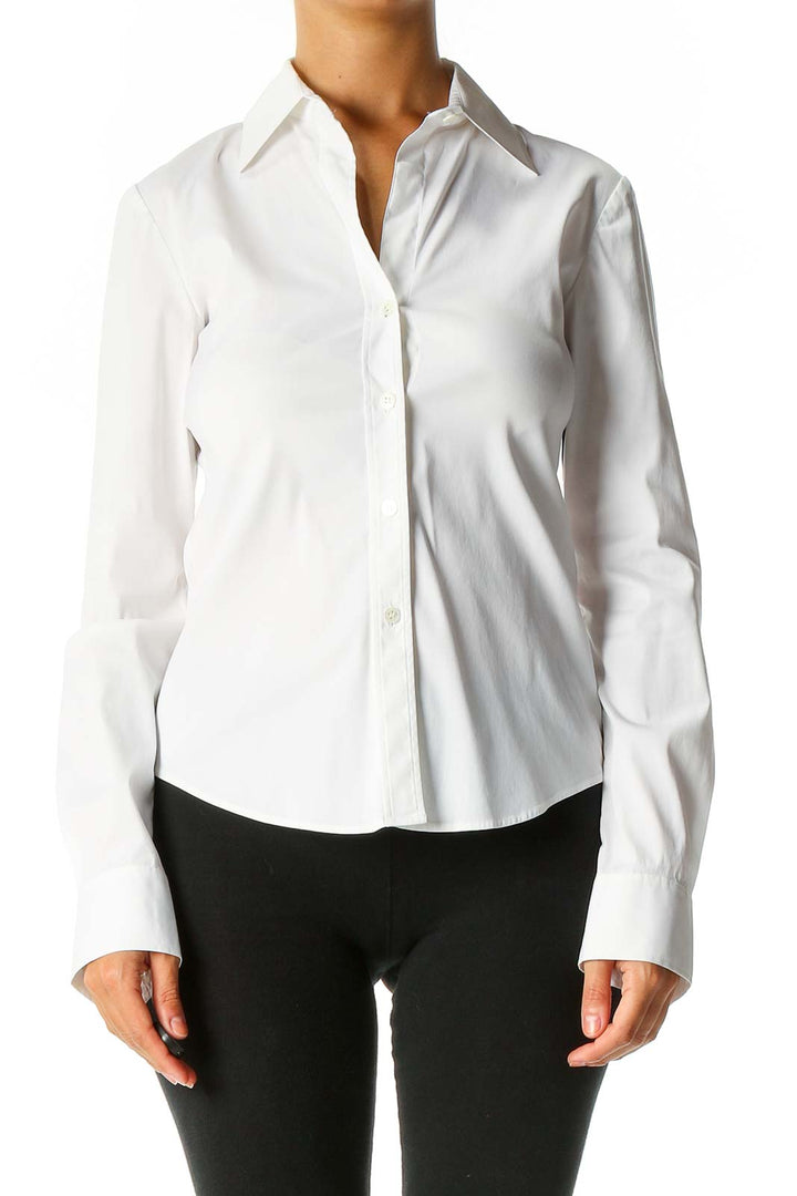 White Solid Casual Shirt