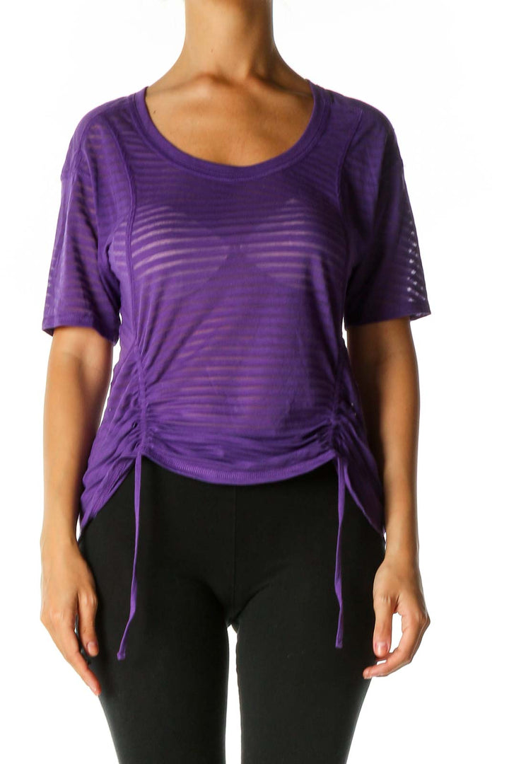 Purple Striped Activewear T-Shirt