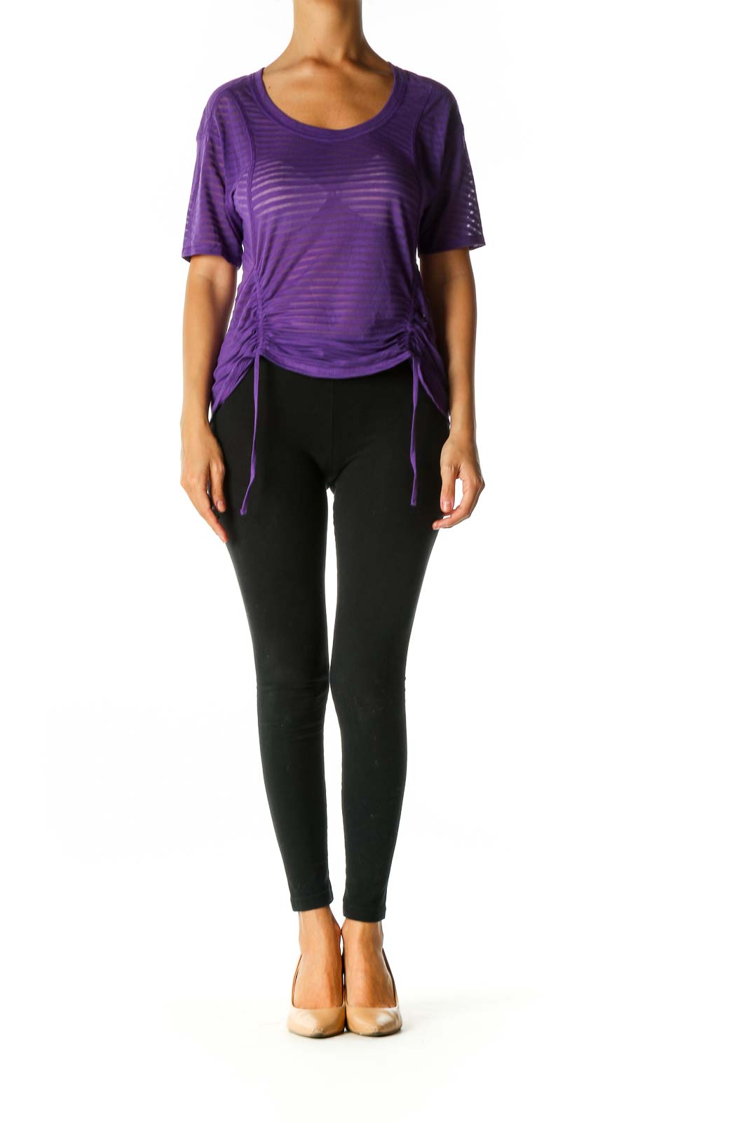 Purple Striped Activewear T-Shirt