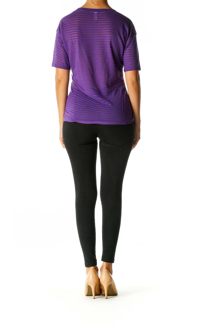 Purple Striped Activewear T-Shirt