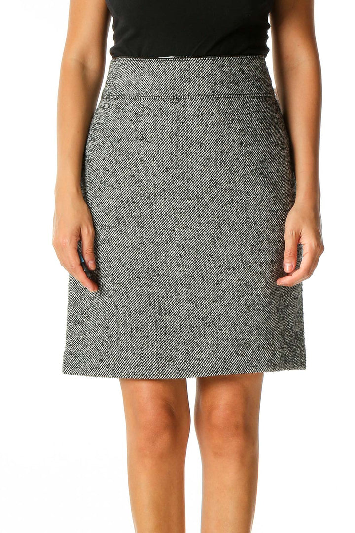 Gray Textured Classic A-Line Skirt