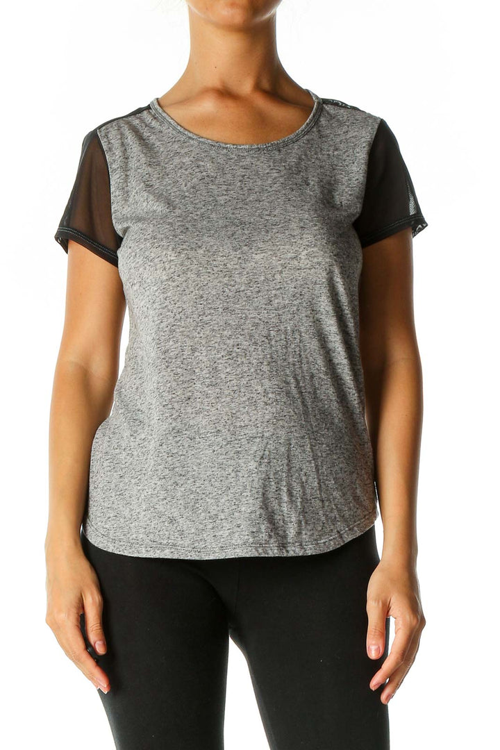 Gray Solid Activewear T-Shirt