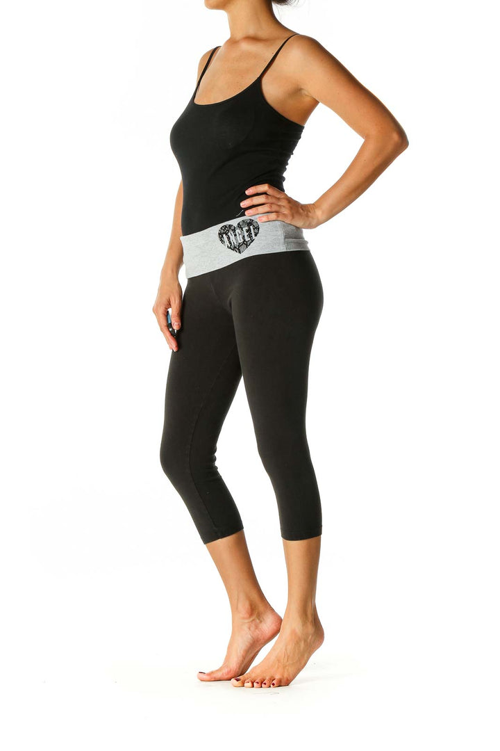 Black Solid Casual Leggings