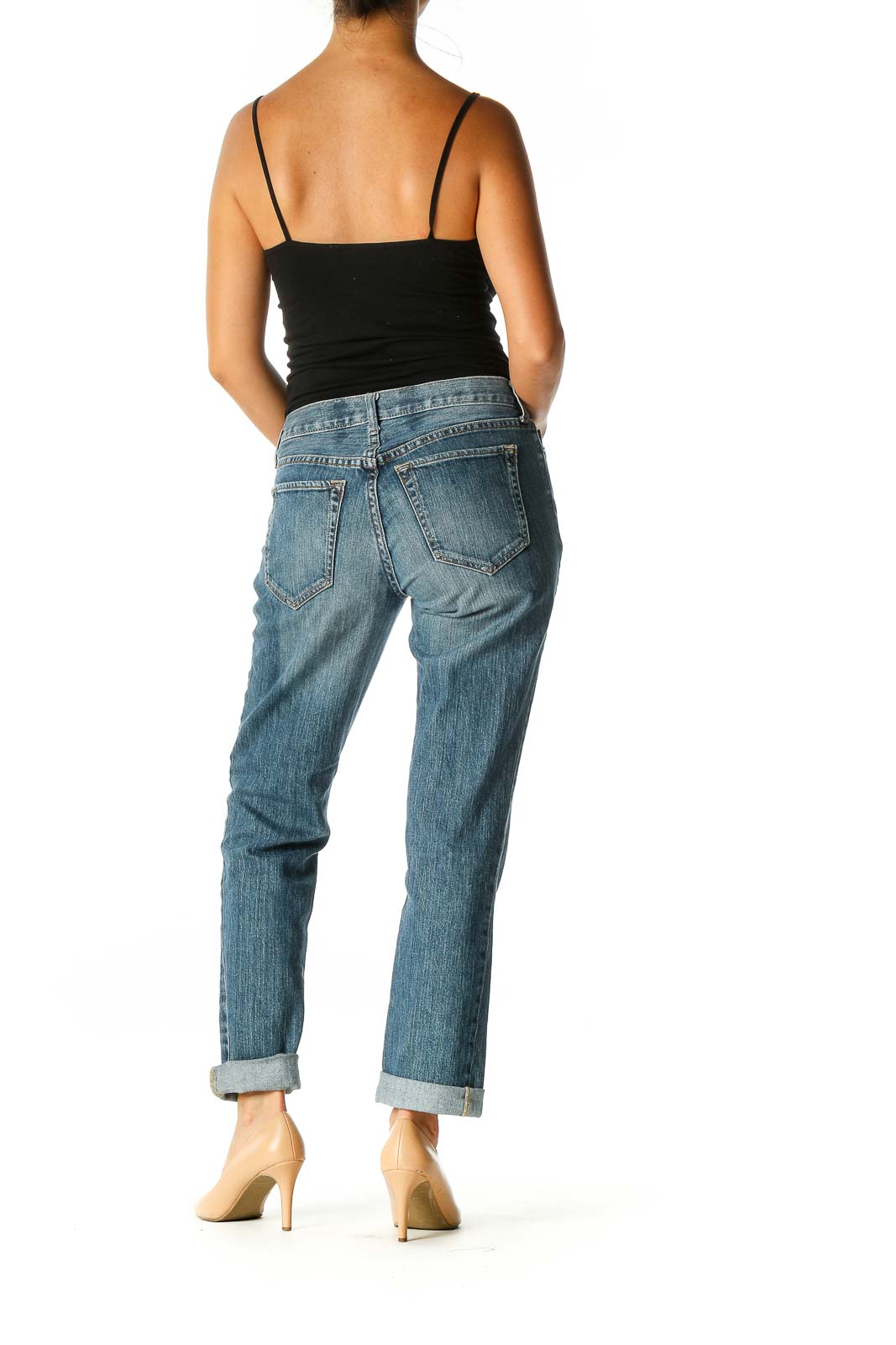 Blue Casual Straight Leg Jeans