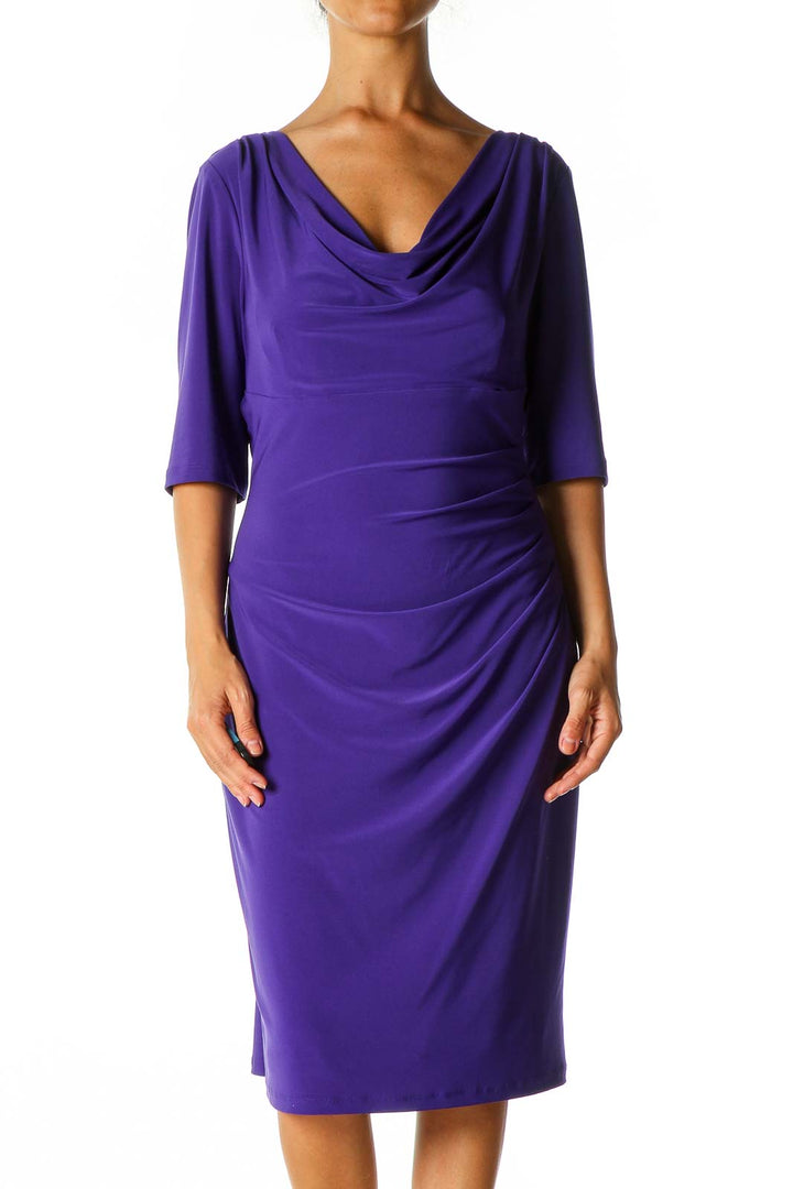 Purple Solid Casual Sheath Dress