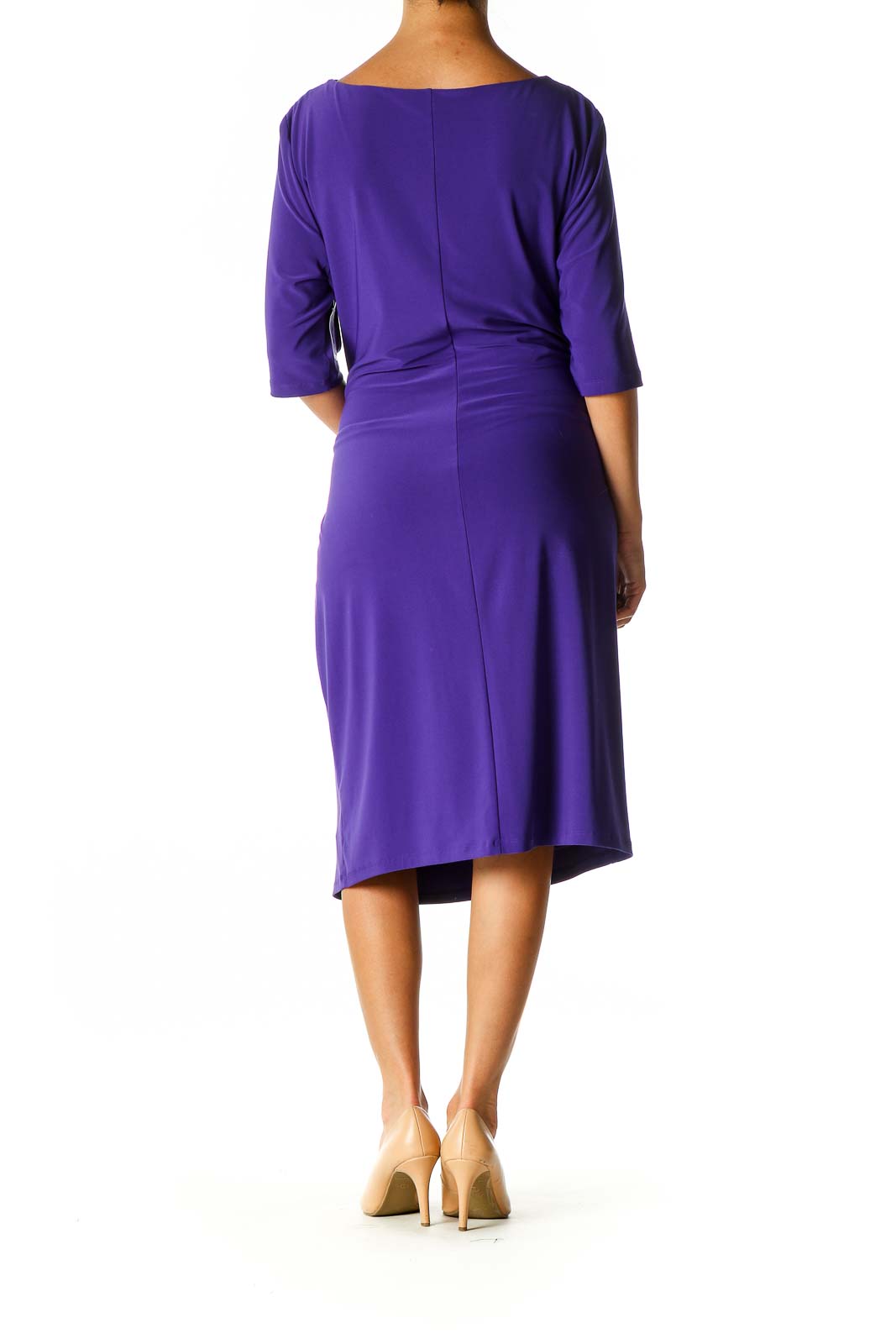 Purple Solid Casual Sheath Dress