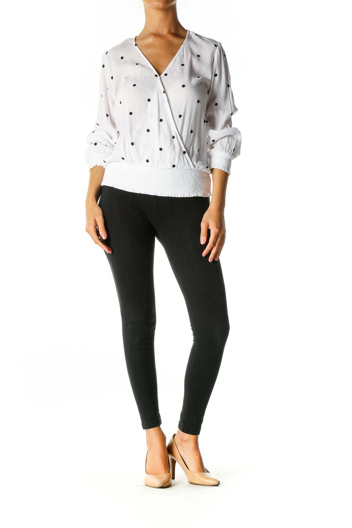 White Polka Dot Brunch Blouse