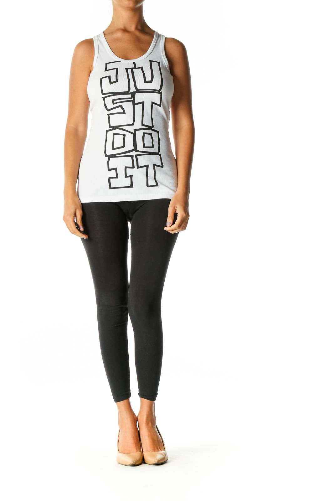 White Graphic Print Activewear Tank Top