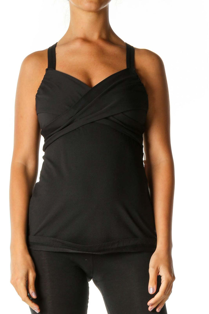 Black Solid Activewear Tank Top