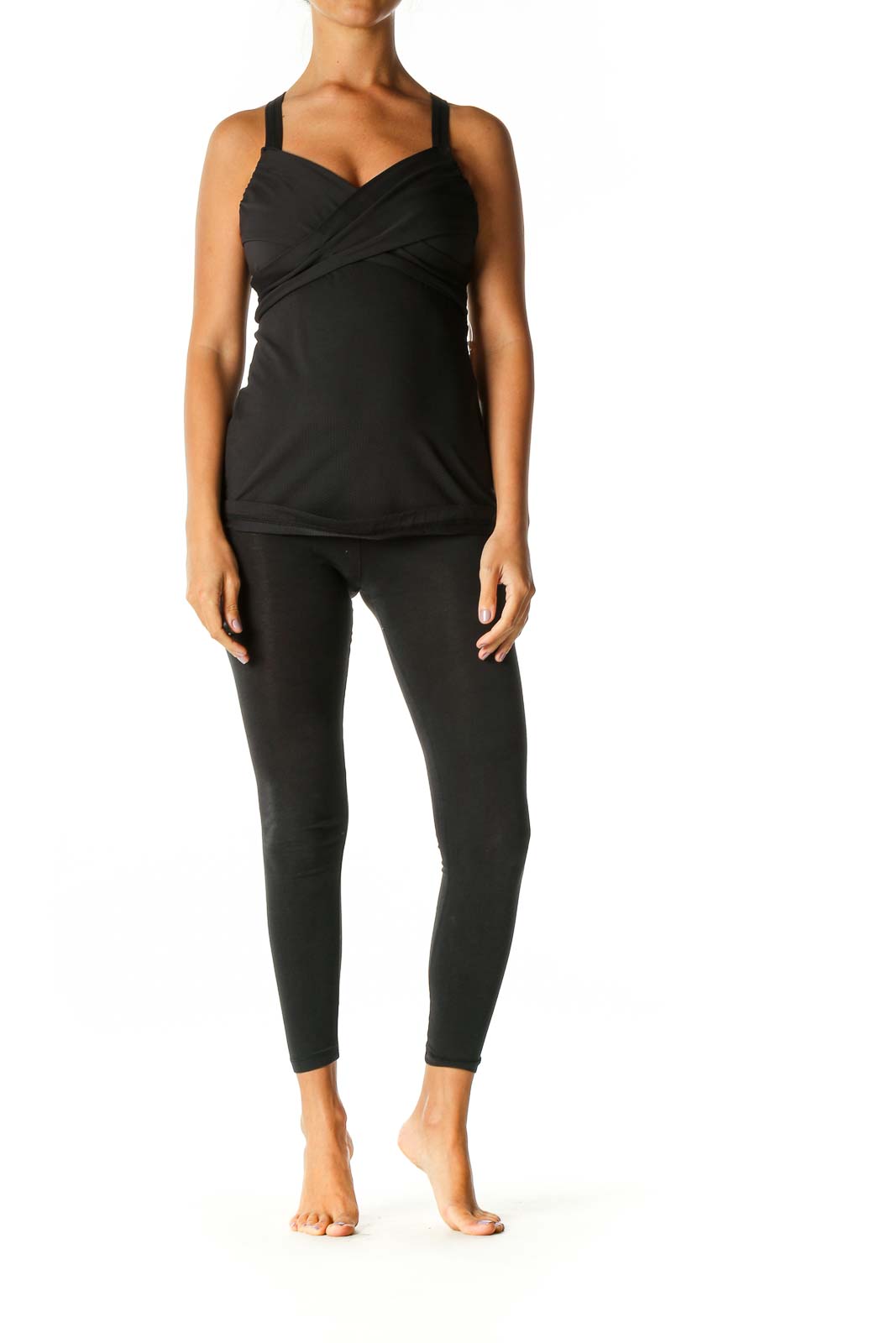 Black Solid Activewear Tank Top