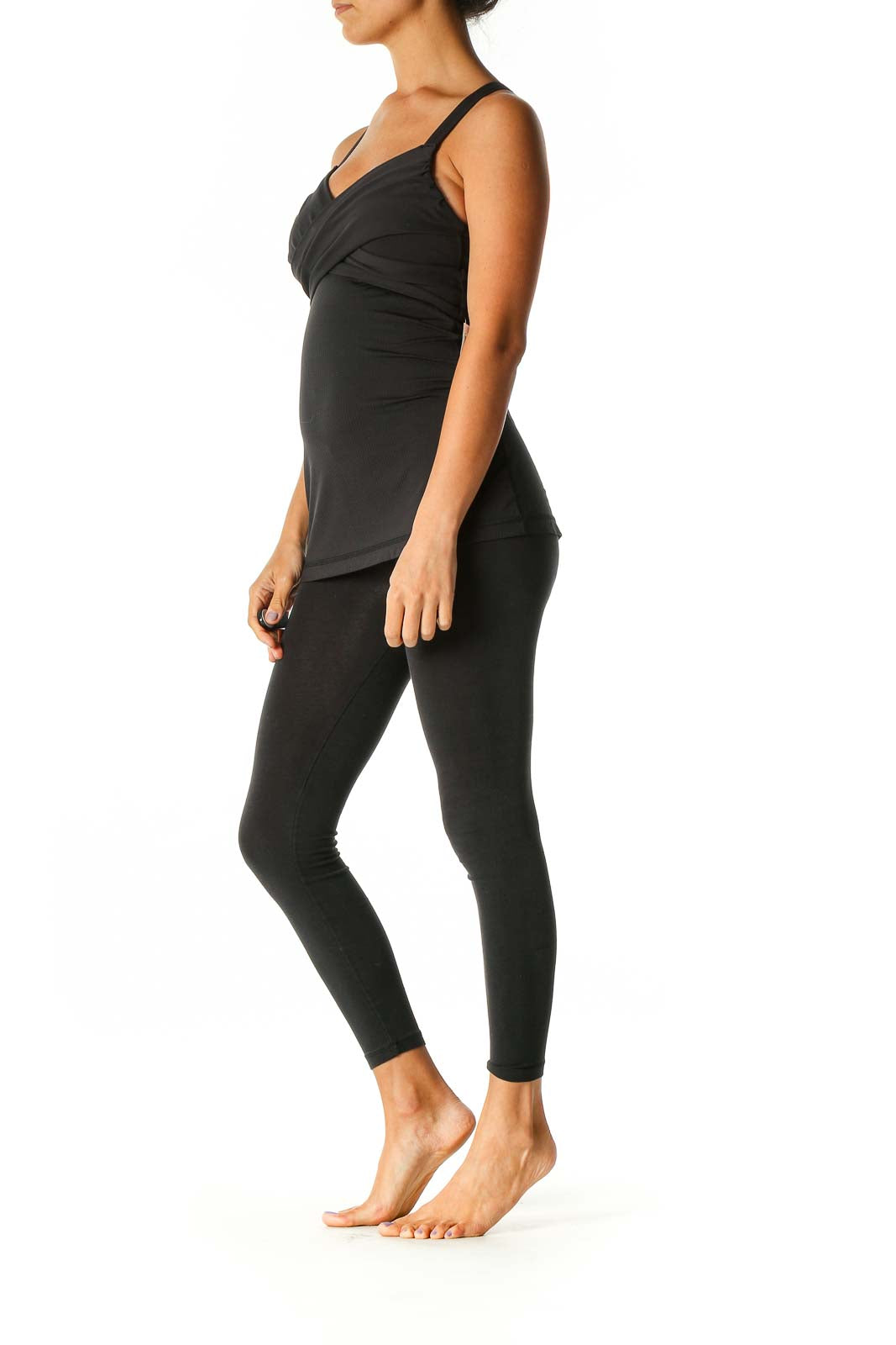 Black Solid Activewear Tank Top