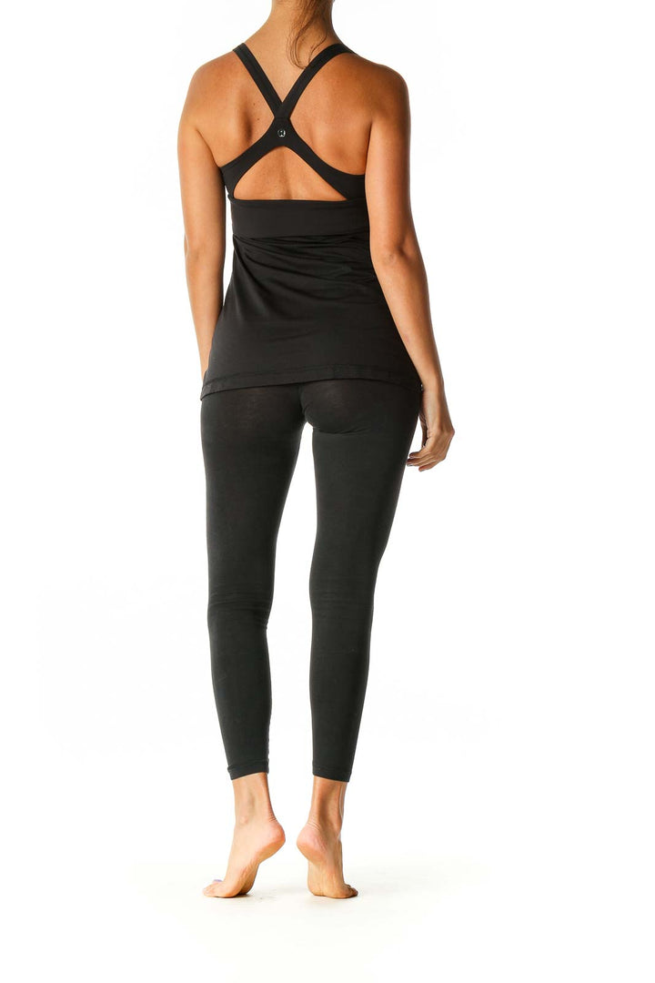 Black Solid Activewear Tank Top