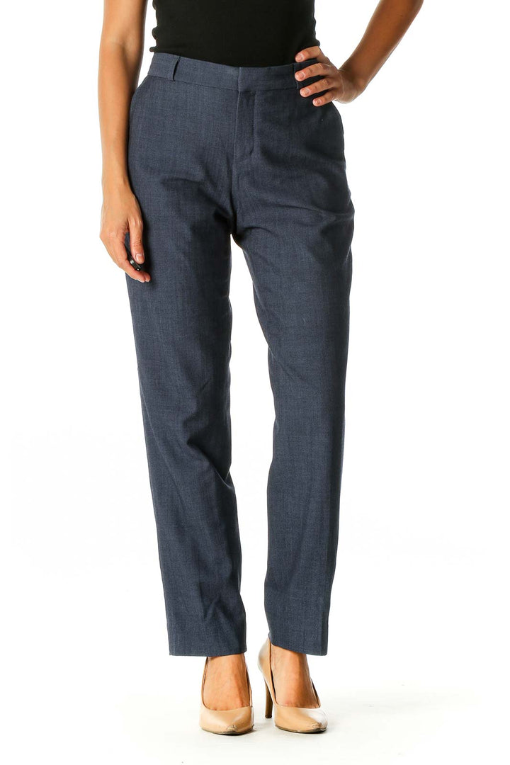 Blue Solid Formal Trousers