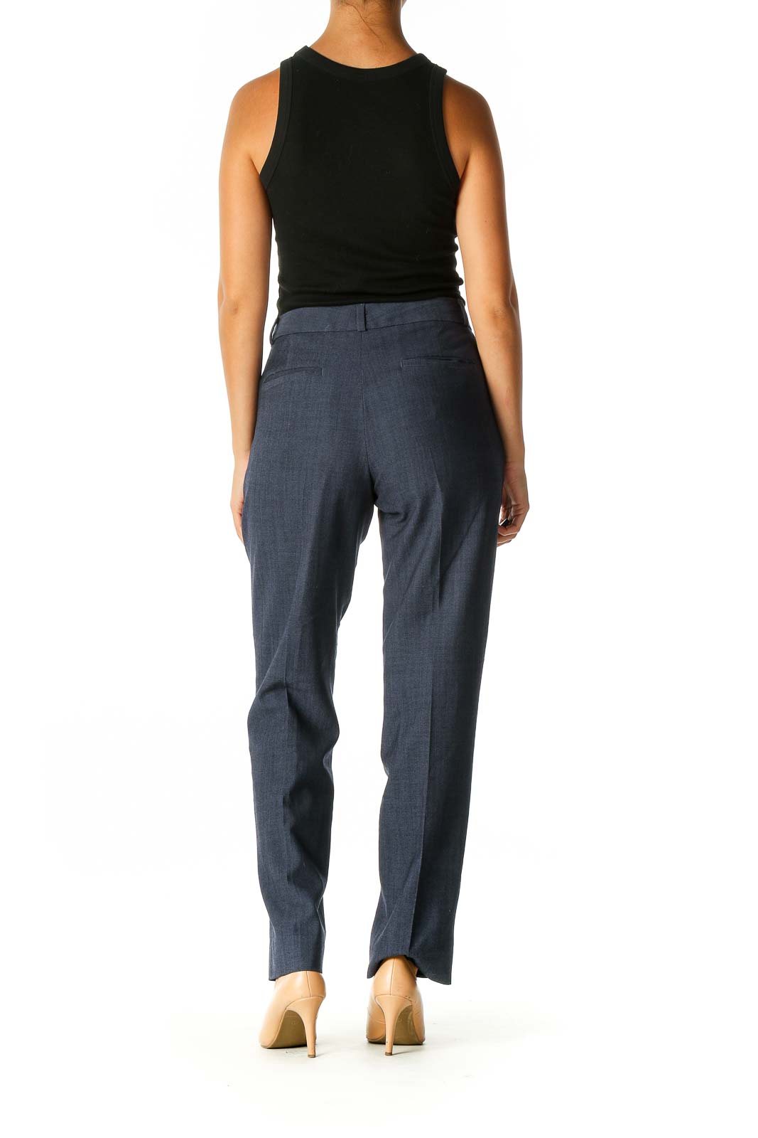 Blue Solid Formal Trousers