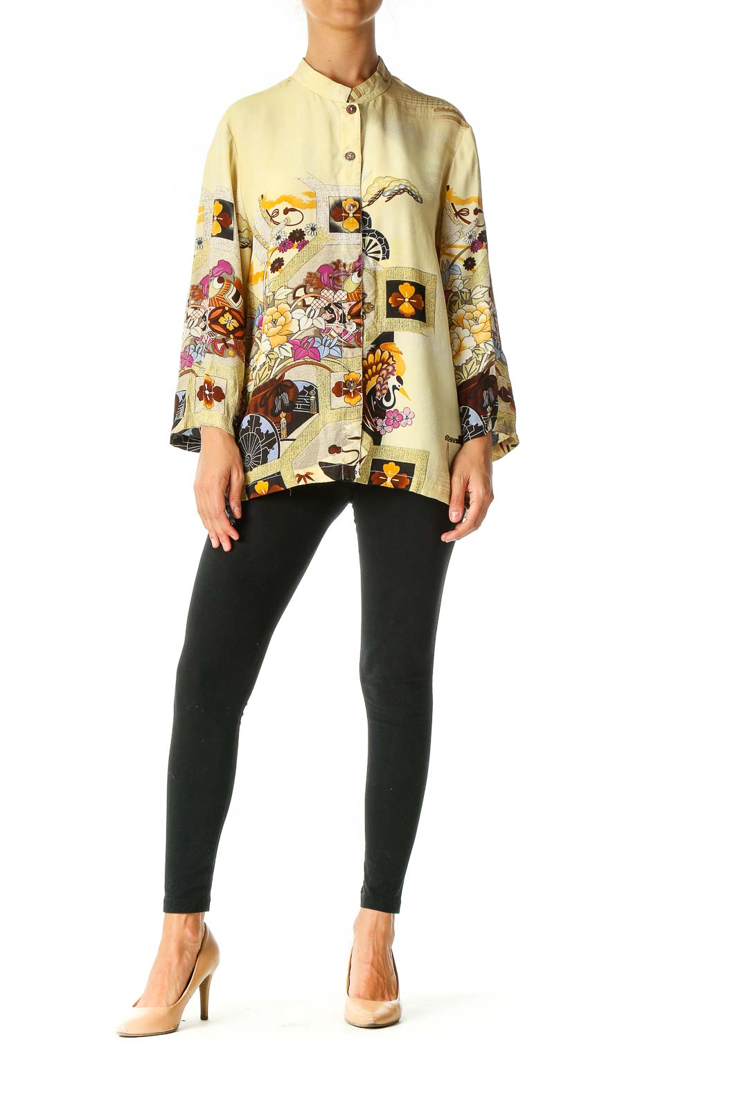 Yellow Object Print All Day Wear Blouse