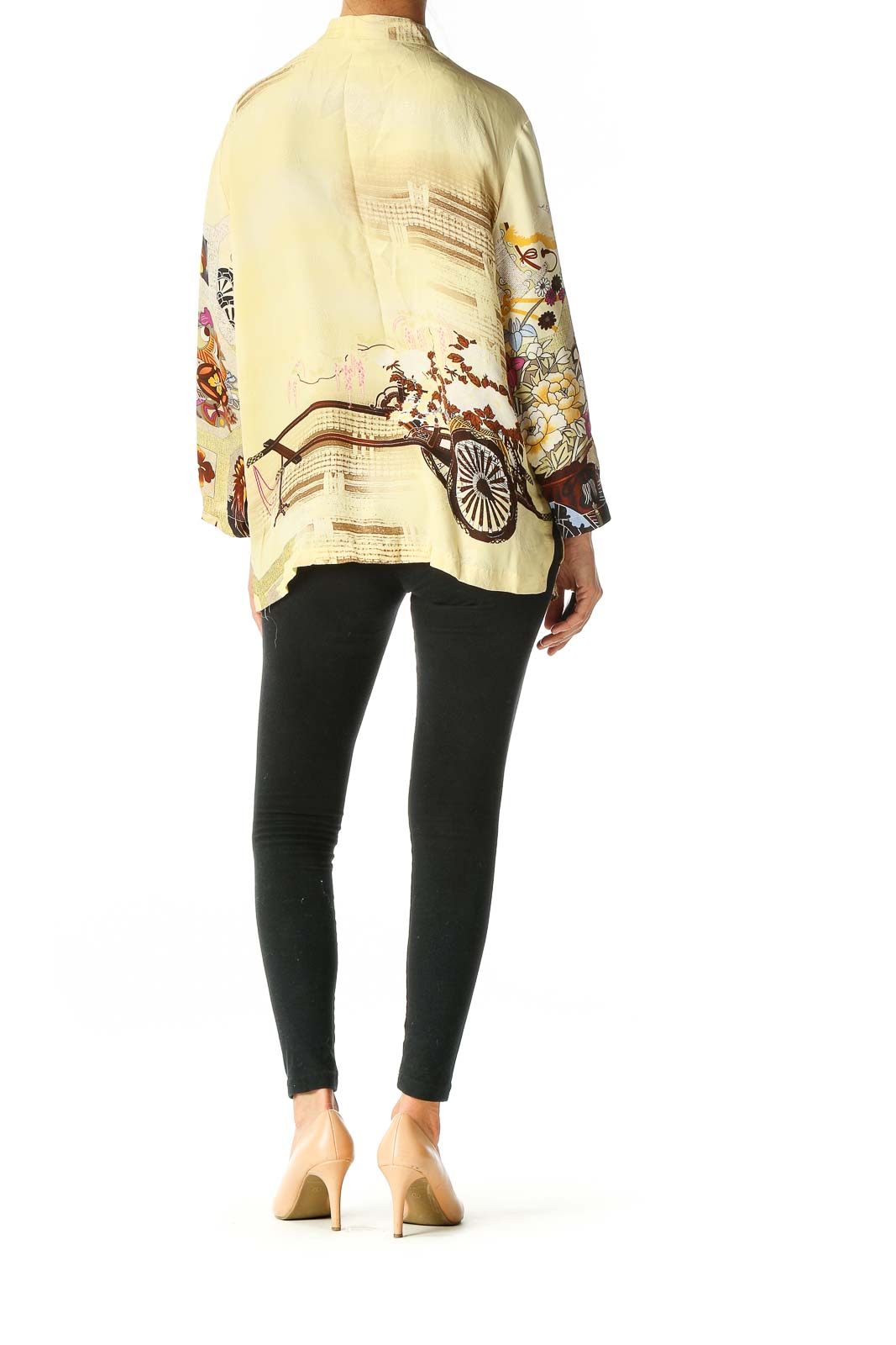 Yellow Object Print All Day Wear Blouse