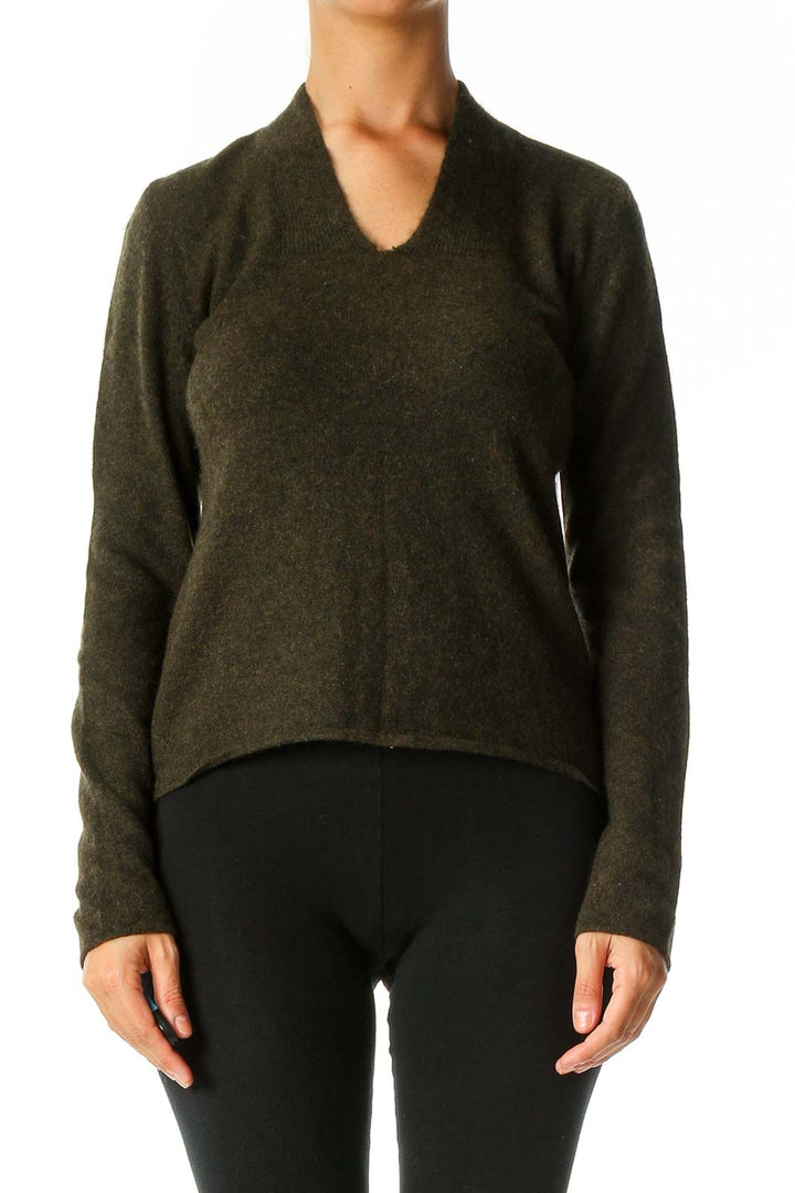 Green Textured Casual Sweater