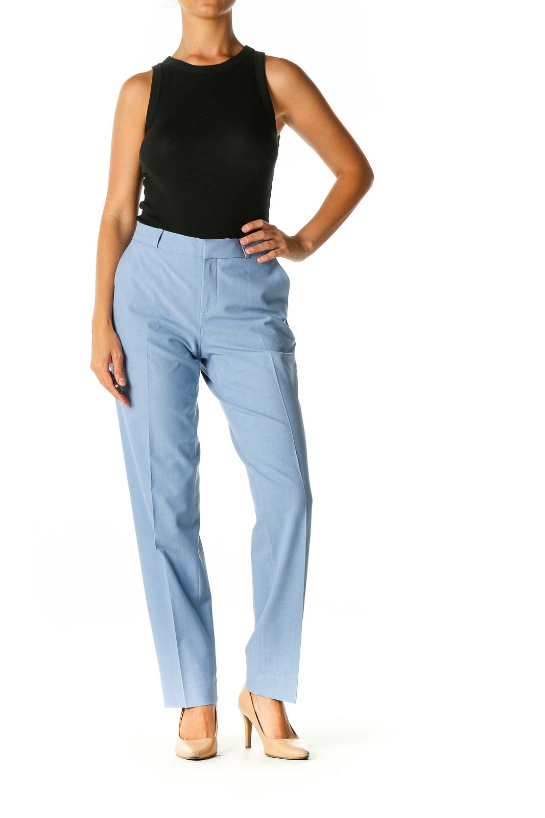 Blue Solid Casual Trousers