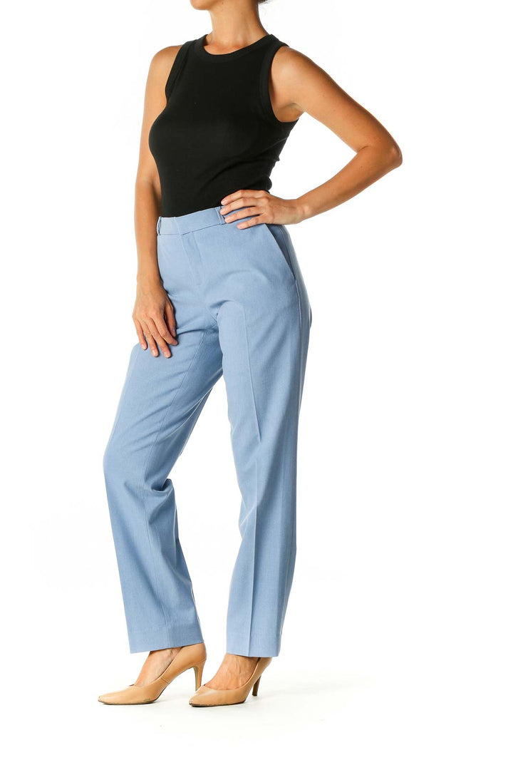 Blue Solid Casual Trousers