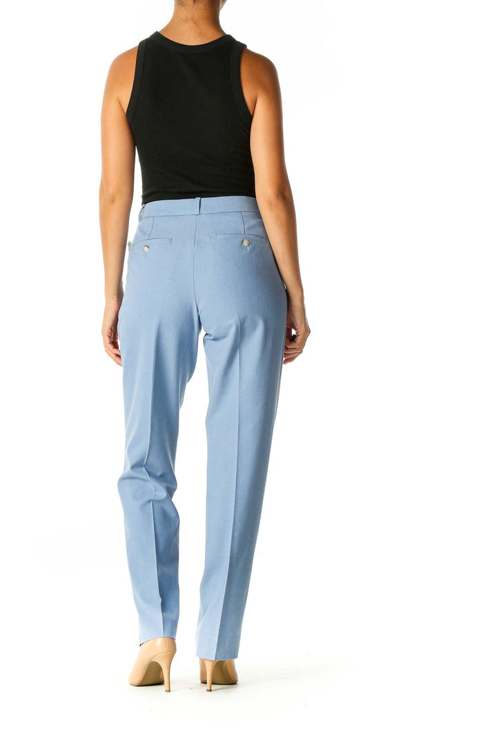 Blue Solid Casual Trousers