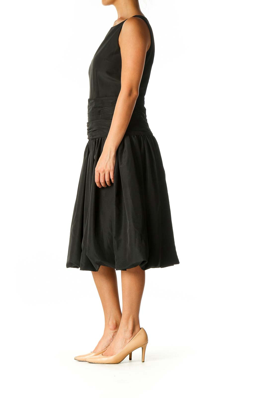 Black Solid Fit & Flare Dress