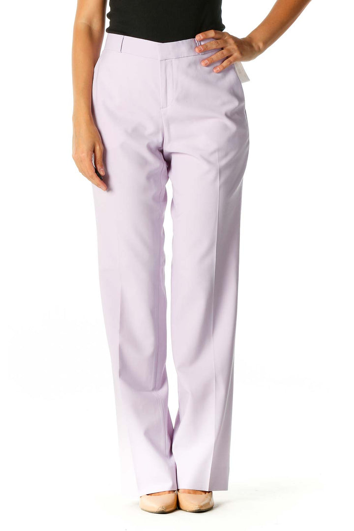 Purple Solid Classic Trousers