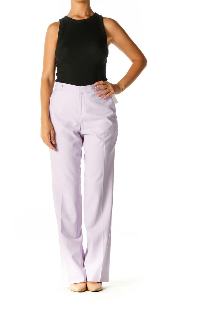 Purple Solid Classic Trousers