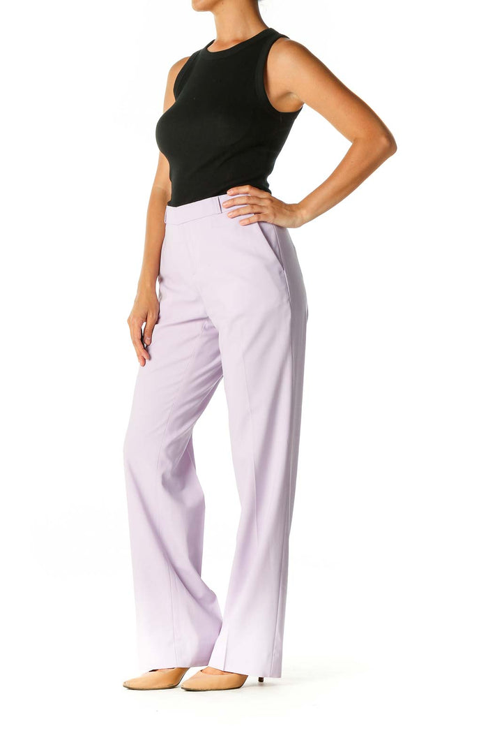 Purple Solid Classic Trousers