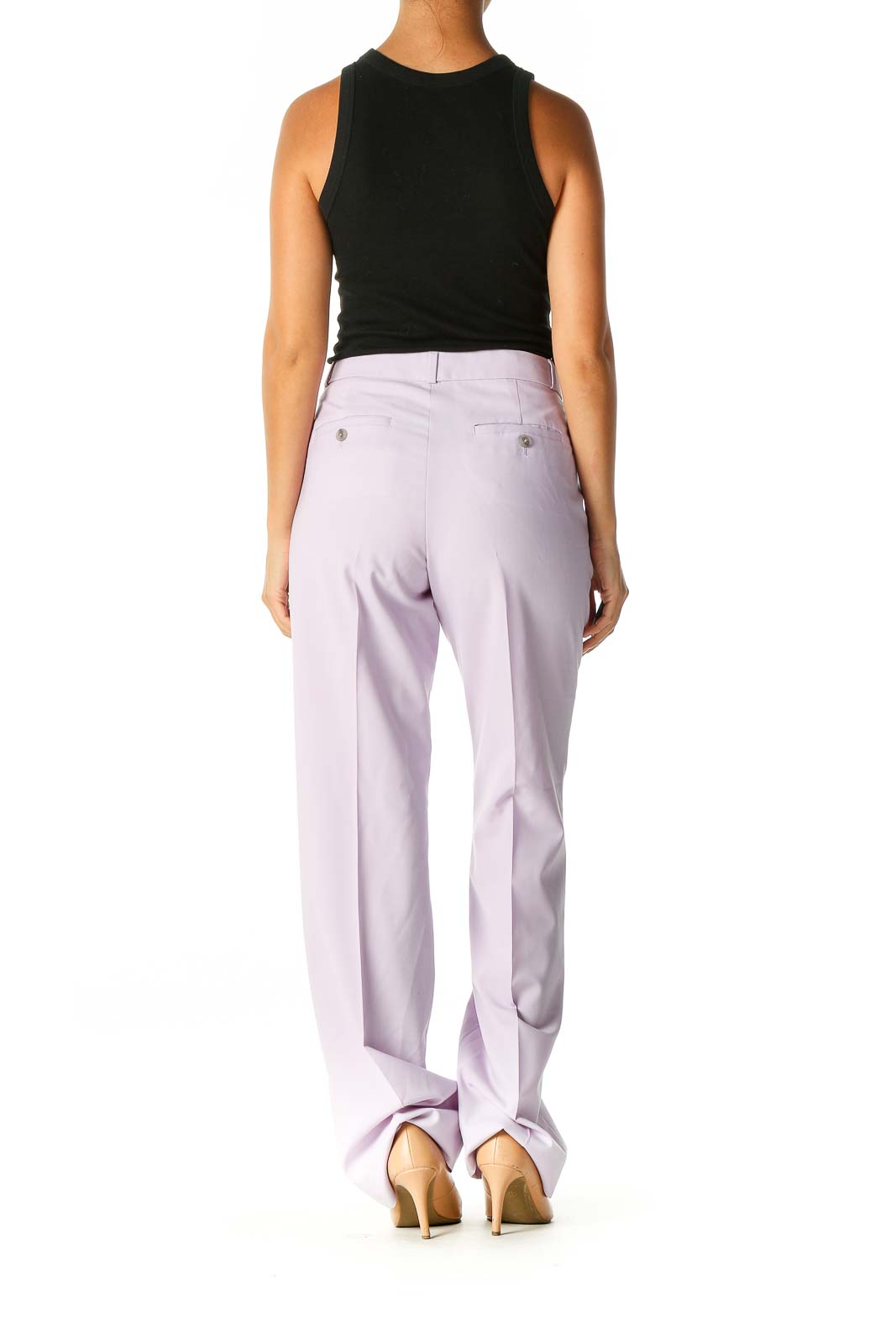 Purple Solid Classic Trousers