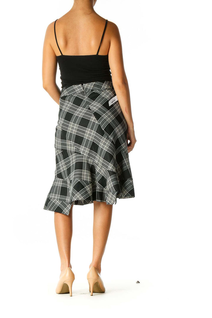 Black Checkered Classic Flared Skirt