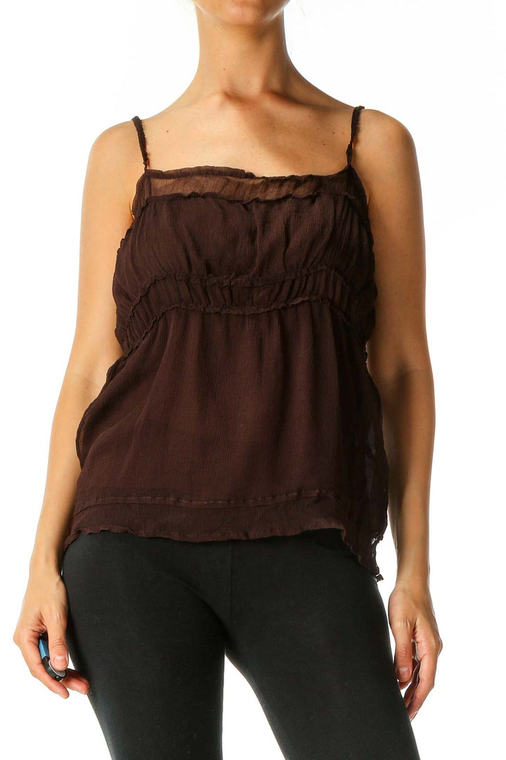 Brown Solid Bohemian Blouse