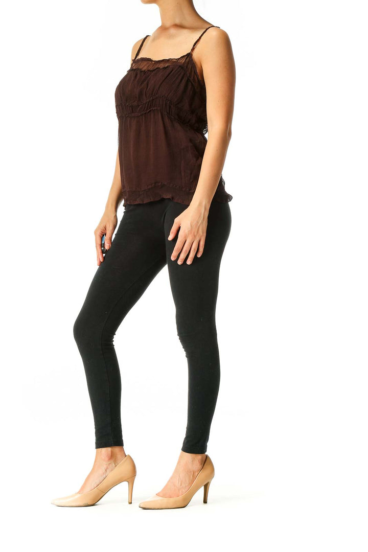 Brown Solid Bohemian Blouse