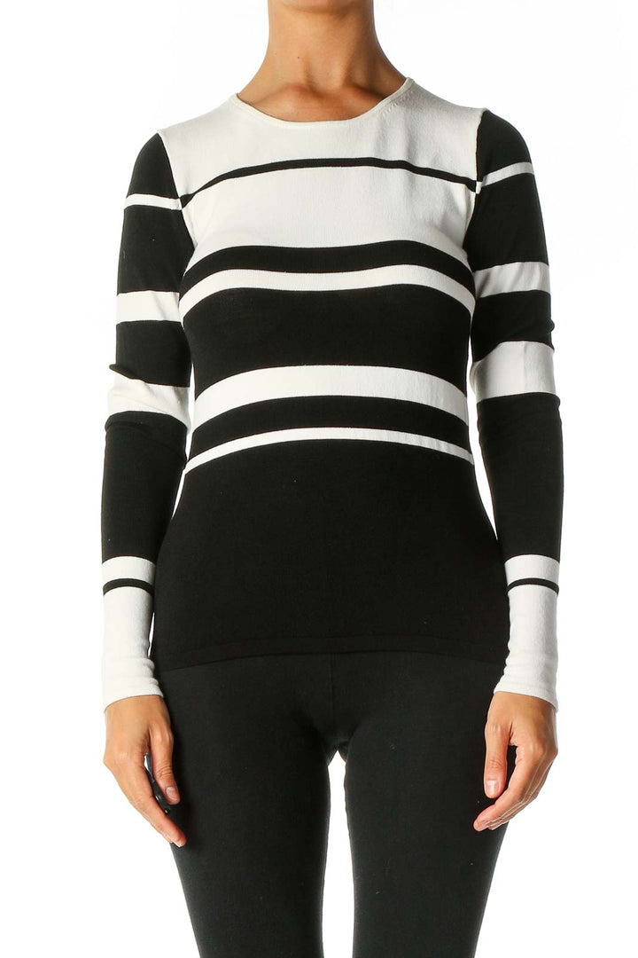 Black Striped Casual Sweater