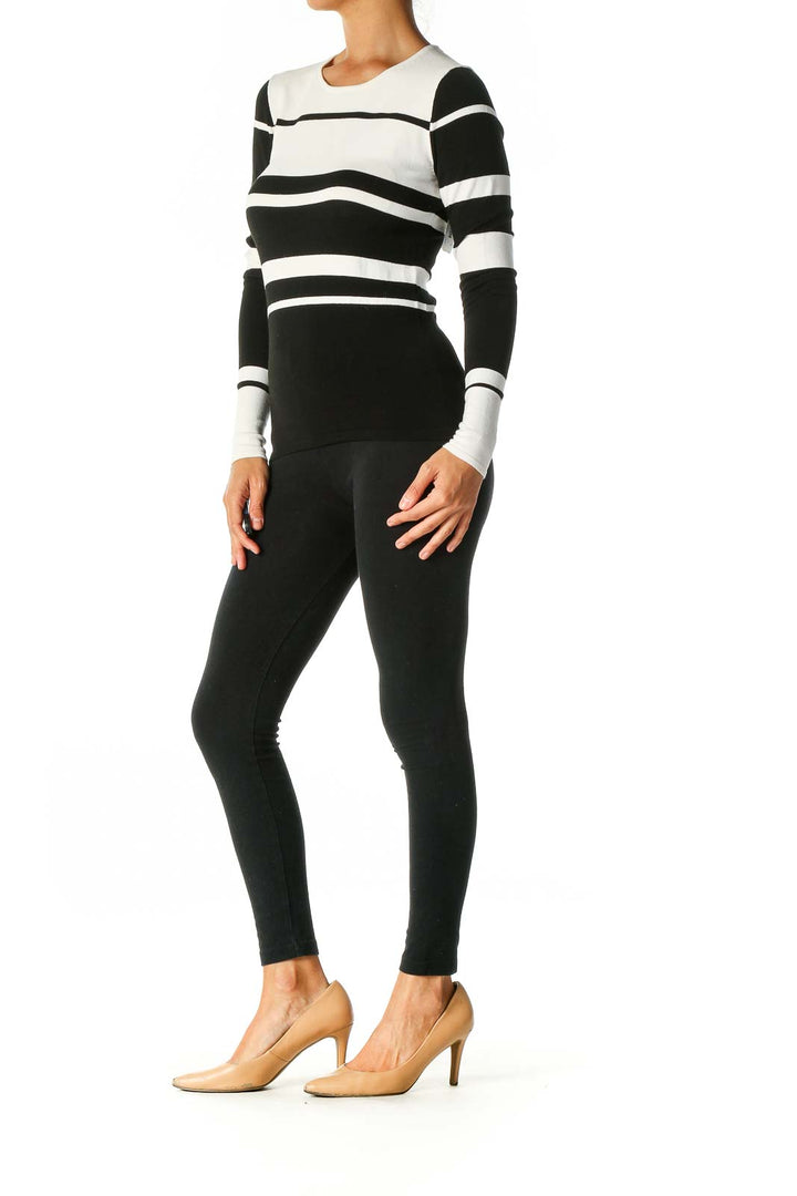 Black Striped Casual Sweater