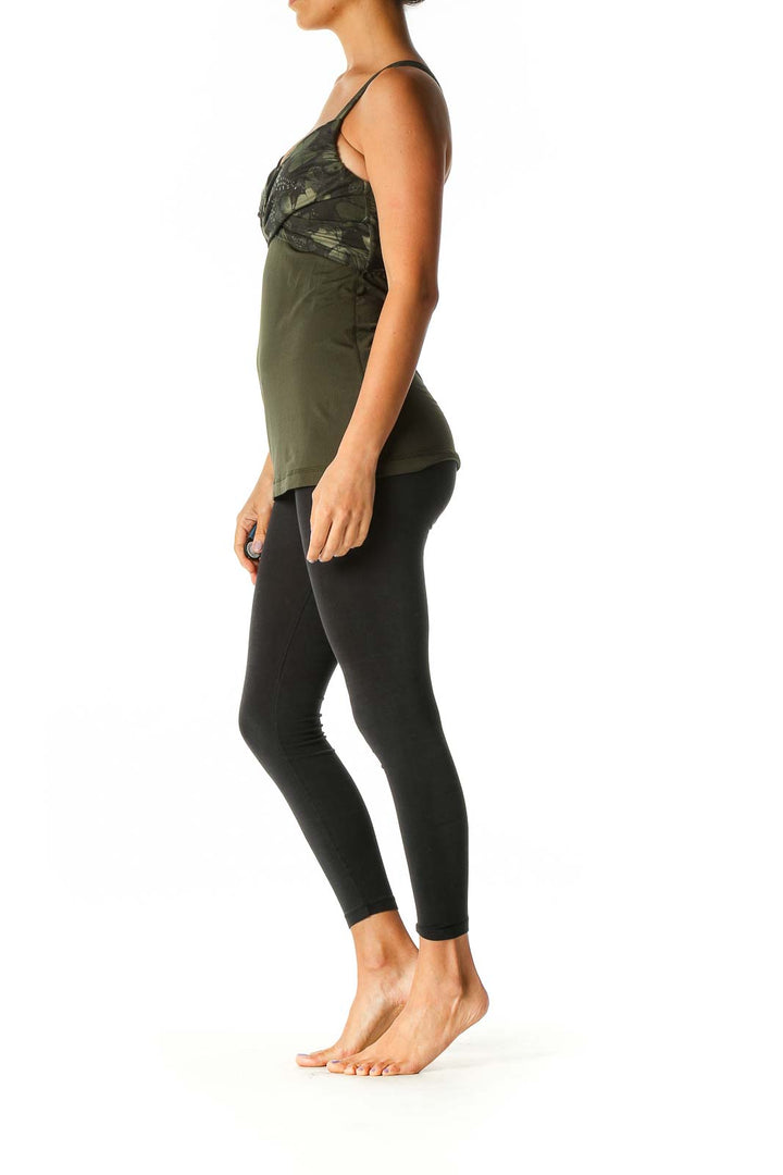 Green Solid Activewear Tank Top