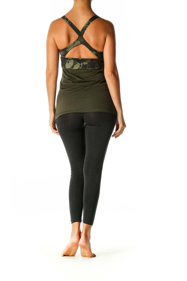 Green Solid Activewear Tank Top