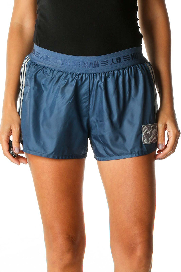 Blue Graphic Print Activewear Shorts